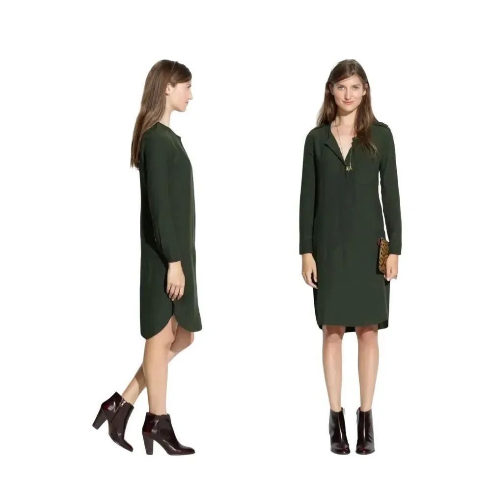 Madewell Green Cargo Tunic Shirt Viscose Dress | Size XS